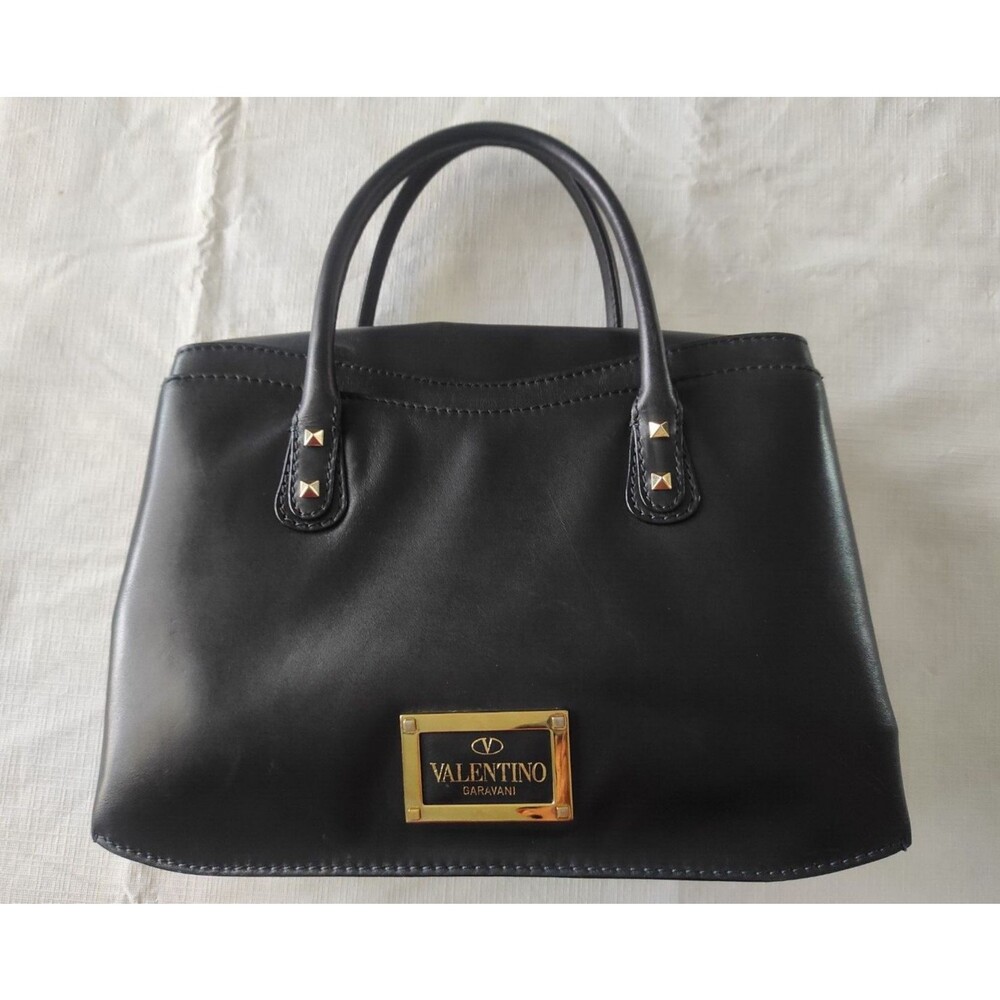 Valentino Garavani Black Leather Rockstud Hand Bag